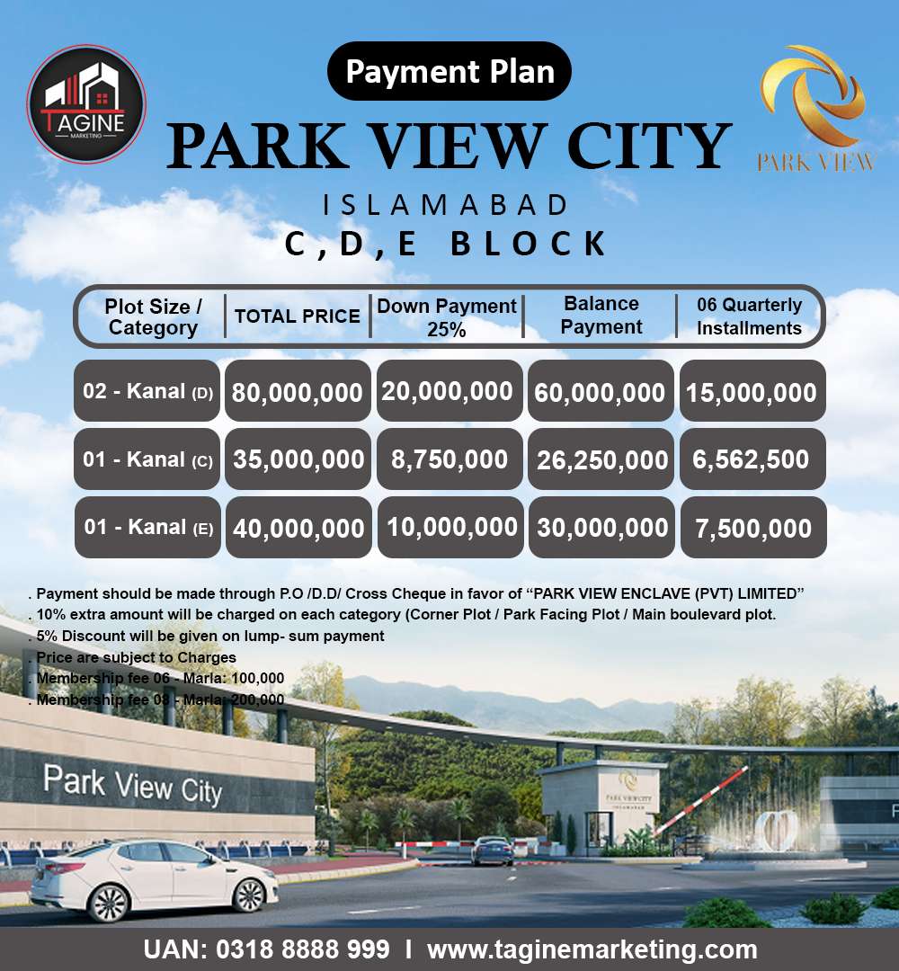 Park View Payment Plan C,D,E Block
