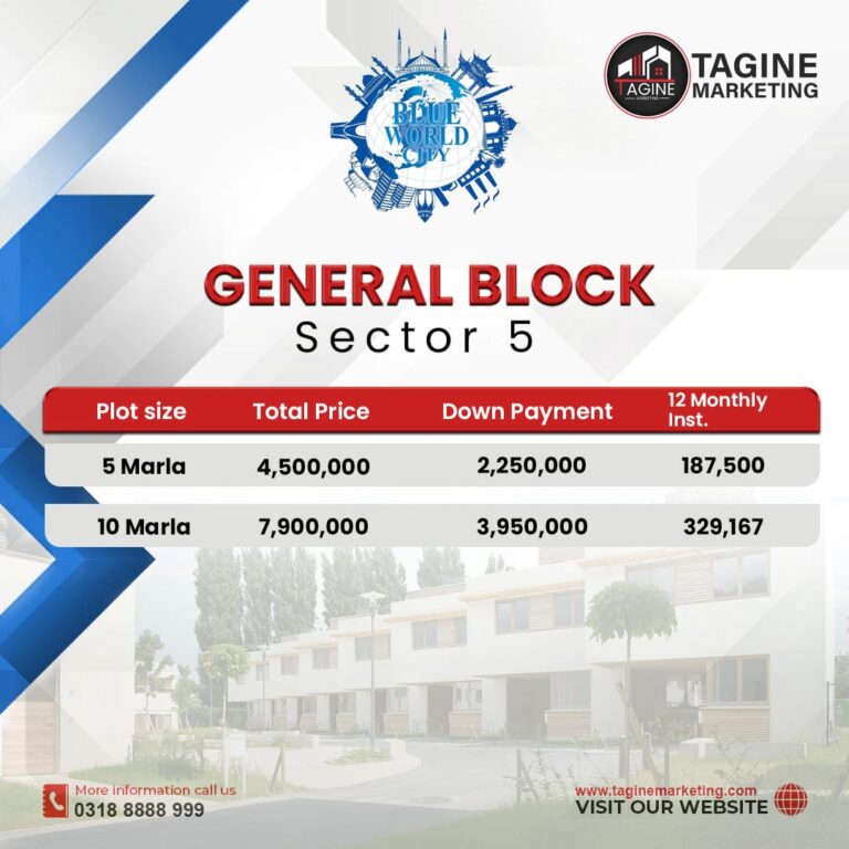 Blue World City General Block Sector 5 Payment Plan